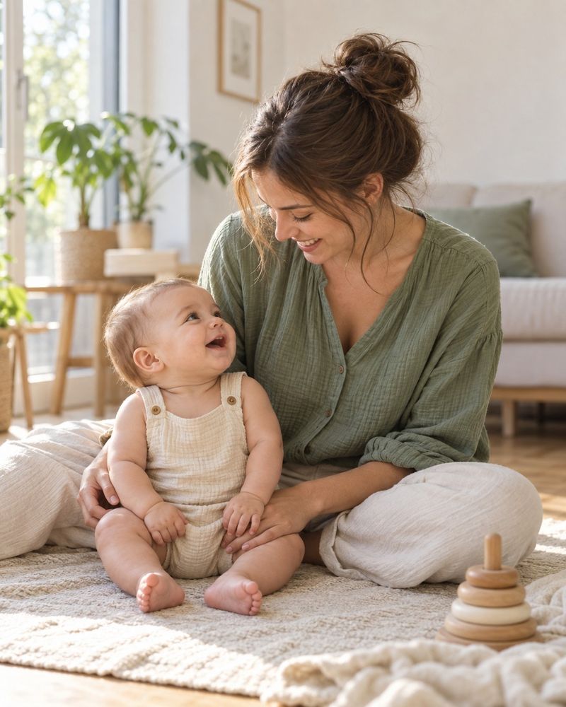 Mutter und Baby genießen einen gemeinsamen Moment